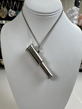 Nautical Vintage Brass Working 2 Fold Telescope Silver Tone Necklace